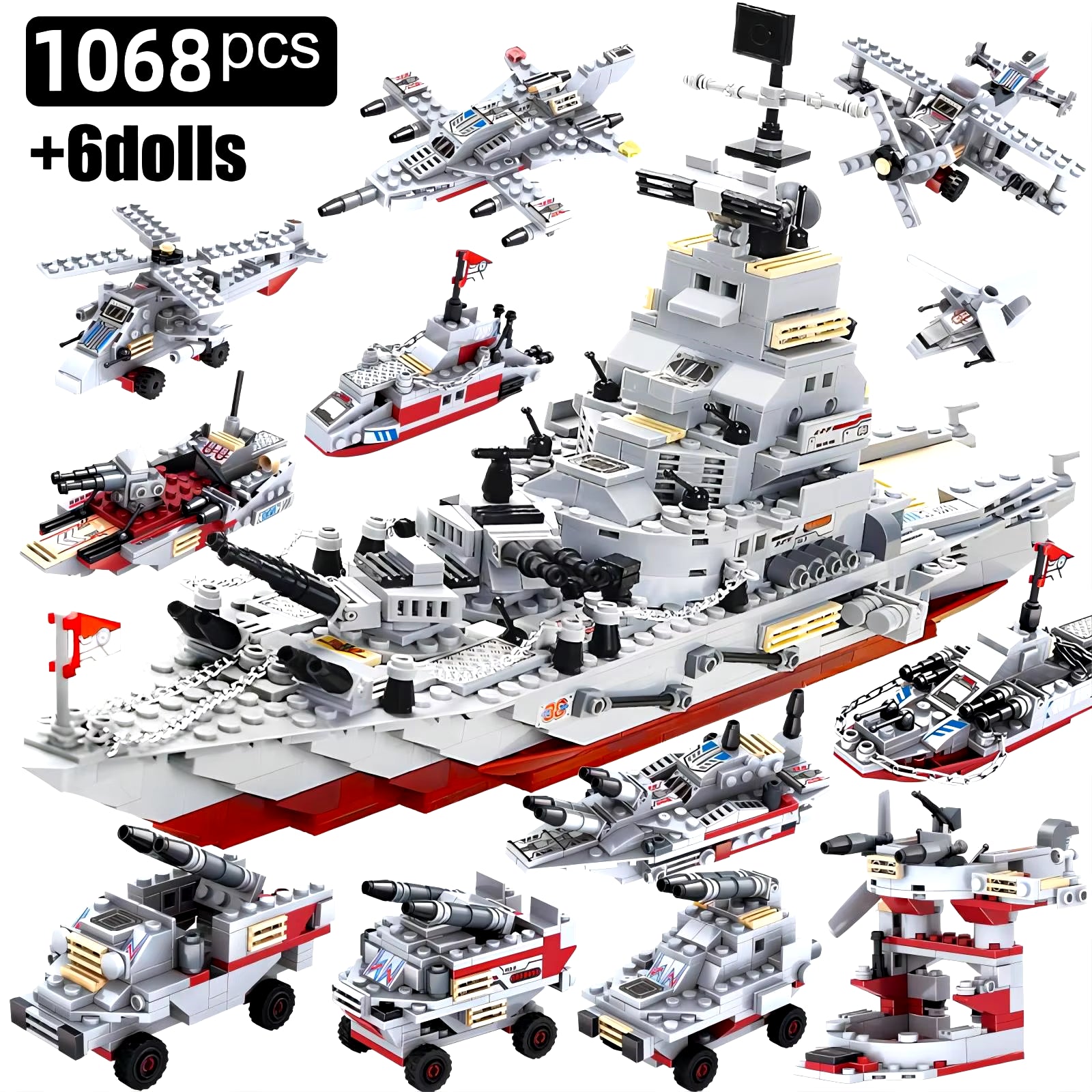 STEM Building Set Toy 1068Pcs Construction Cruiser Ocean Ship Building Toy for 6 Years up Boys 25 Models Engineering